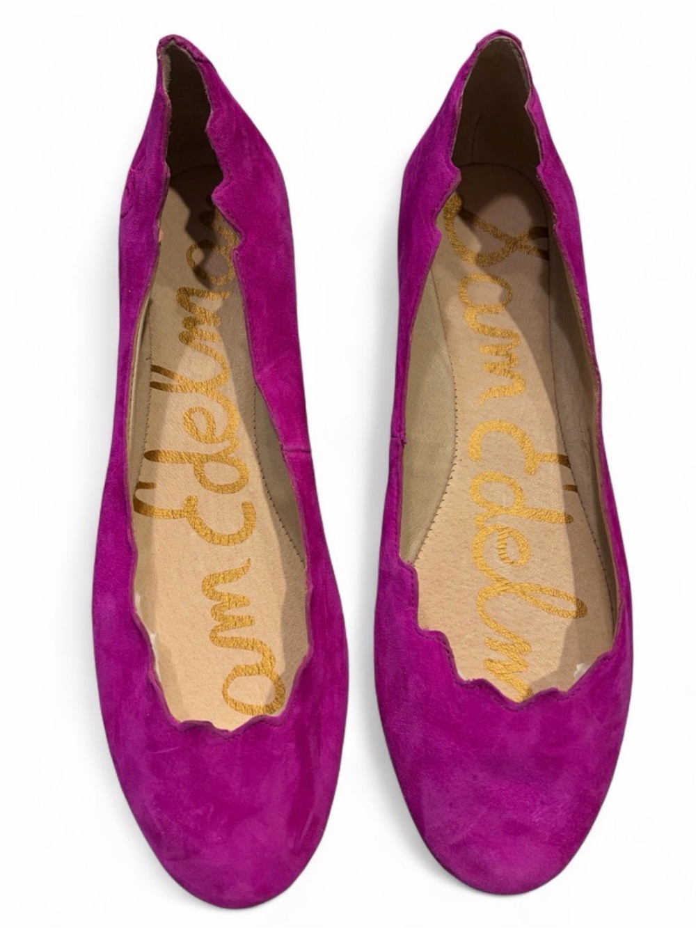 NEW Sam Edelman Dark Magenta Suede Scalloped Ballet Flat Women’s Size 10